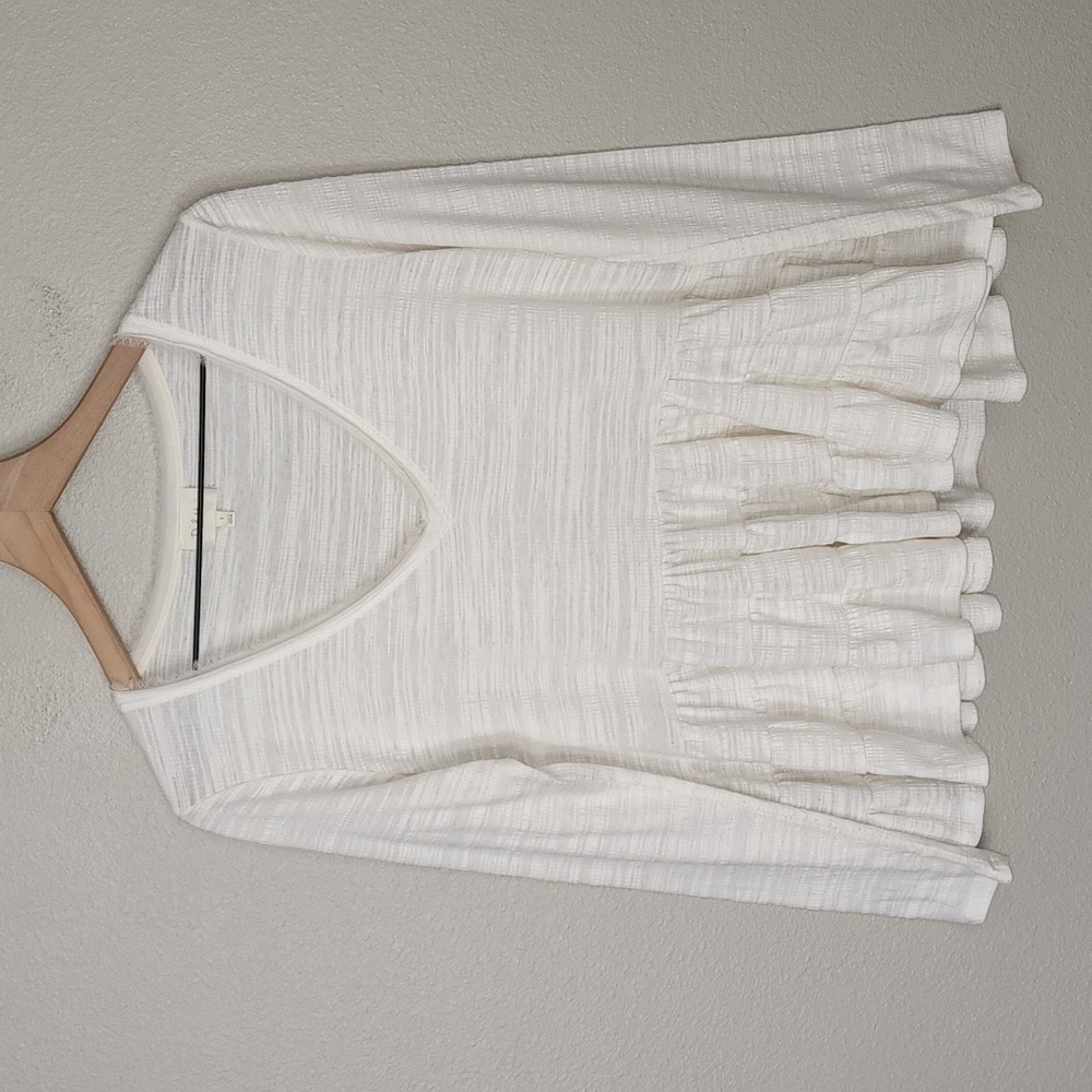 Deletta from Anthropologie Thea Frill Peplum Ruffle Top